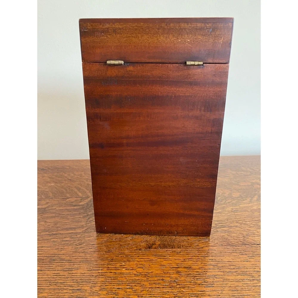 Selamat Designs wood organizer box leaf motif Georgian Walnut k15